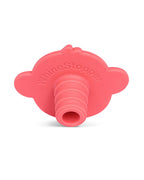 A red silicone baby teether with the brand name 'Whine Stopper' embossed on the top, shown on a clean white background.