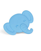A light blue elephant-shaped silicone teether or baby toy, shown on a clean white background.