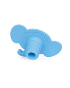 A light blue silicone teether with the brand name 'Whine Stopper' embossed on the back, shown on a plain white background.